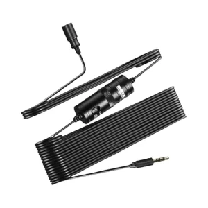 Gamma Boya Mic with extended cable and 3.5mm jack connector for universal compatibility.