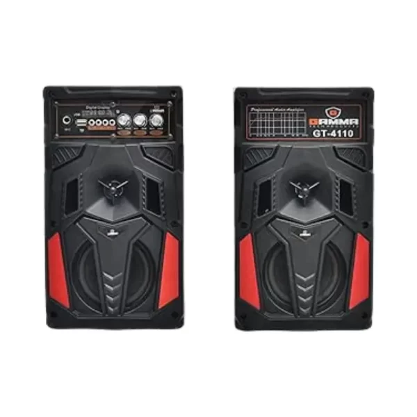 Compact Gamma GT-4110 4-Inch Speaker with Bluetooth, USB, and FM radio features.