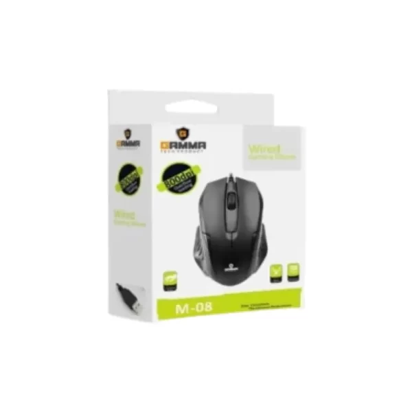 Gamma M-08 Wired Gaming Mouse - High Precision, Customizable RGB Lighting, and Ergonomic Design