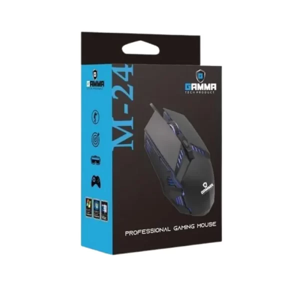 Gamma M-24 Wired Gaming Mouse with ergonomic design and customizable RGB lighting.