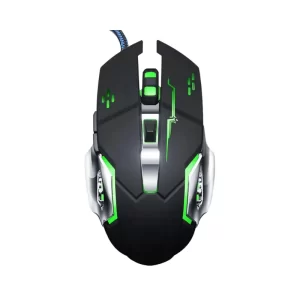 Gamma M-22 Wired Gaming Mouse with green LED lights and ergonomic design.